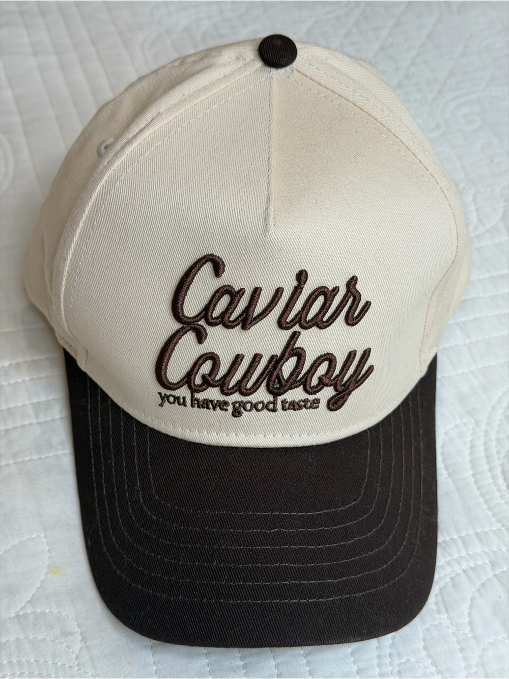 Caviar Cowboy Hat Brown/Beige Snapback Trucker “you have good taste”